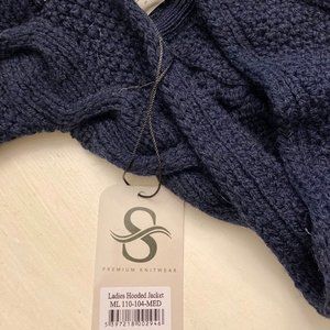 SAOL 100% Merino Wool Women's Hooded Zipped Sweater - Med NWT